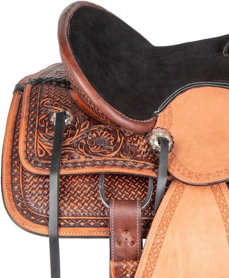 Leather Horse Saddle Set with Tack & Stirrups H39726