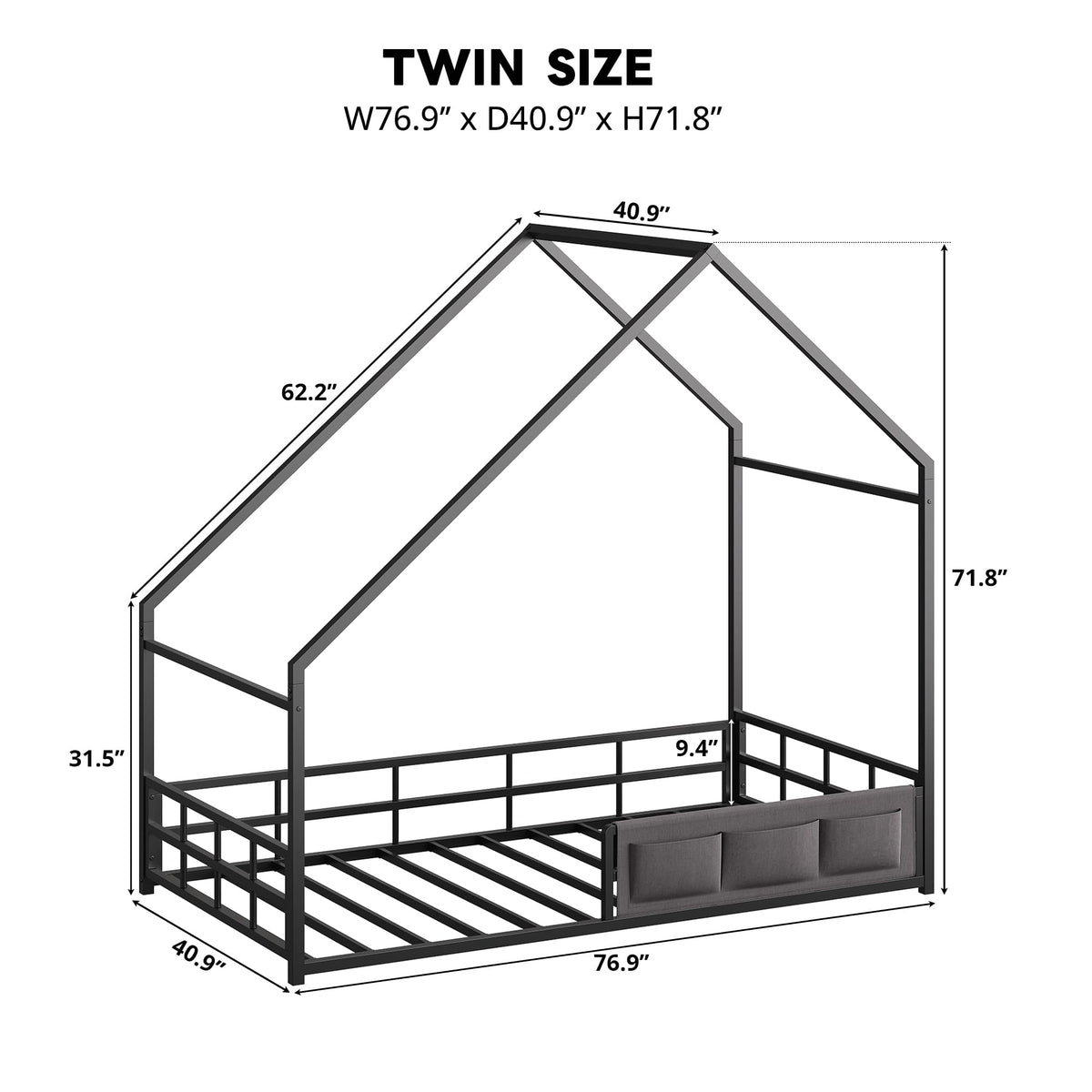 Twin Size Metal Floor Bed Frame O73239