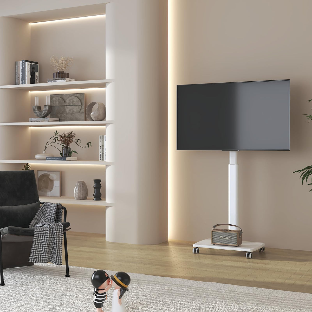 White Rolling TV Stand A916