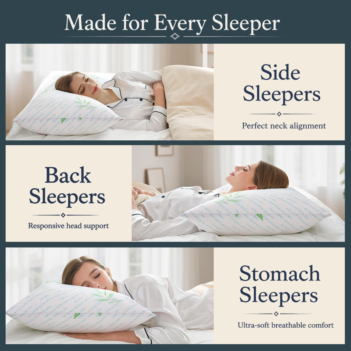 King Size Set of 2 Cooling Hybrid Bed Pillows M166