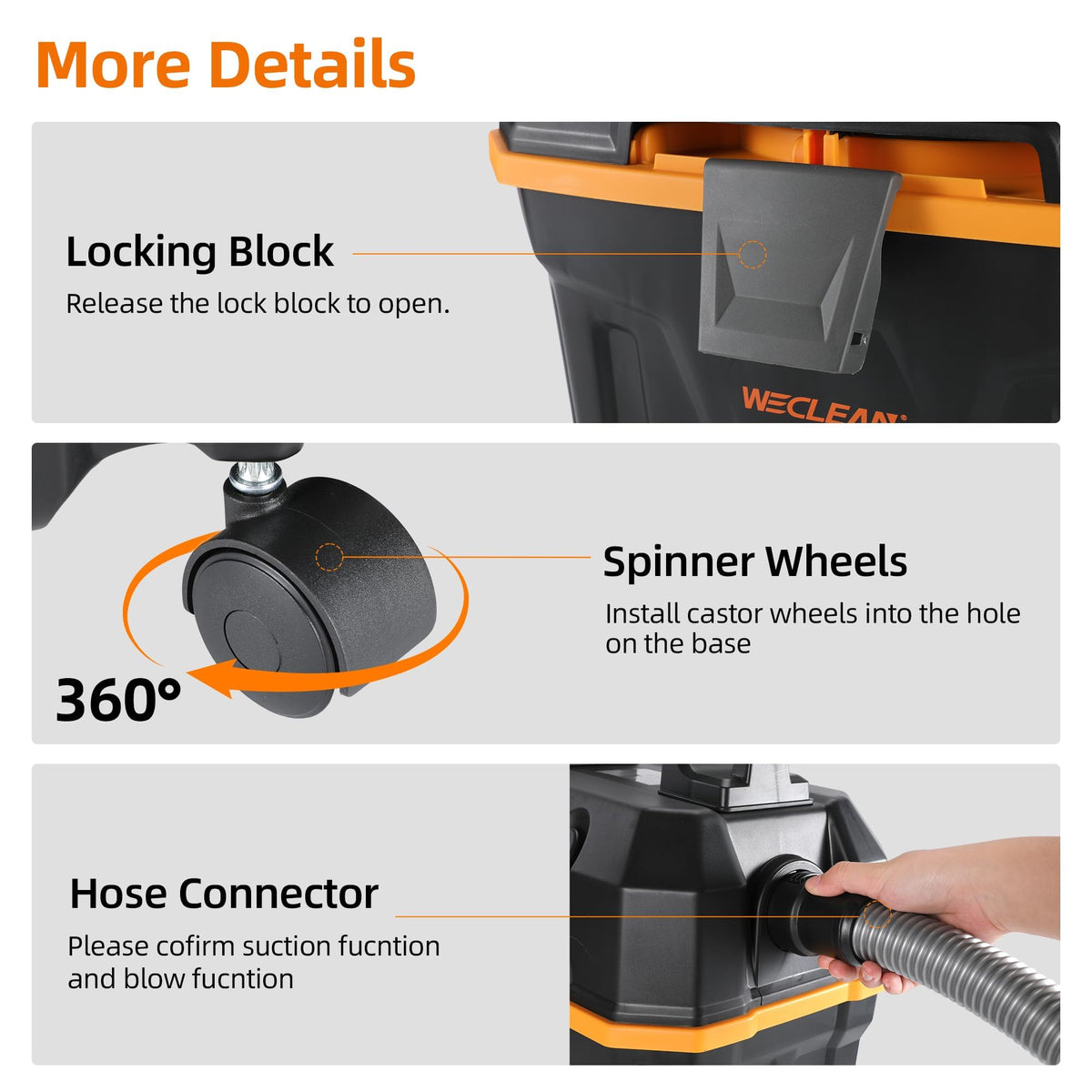 4 Gallon 5.5 Peak HP Wet Dry Vacuum Cleaner with Blower Function E336205