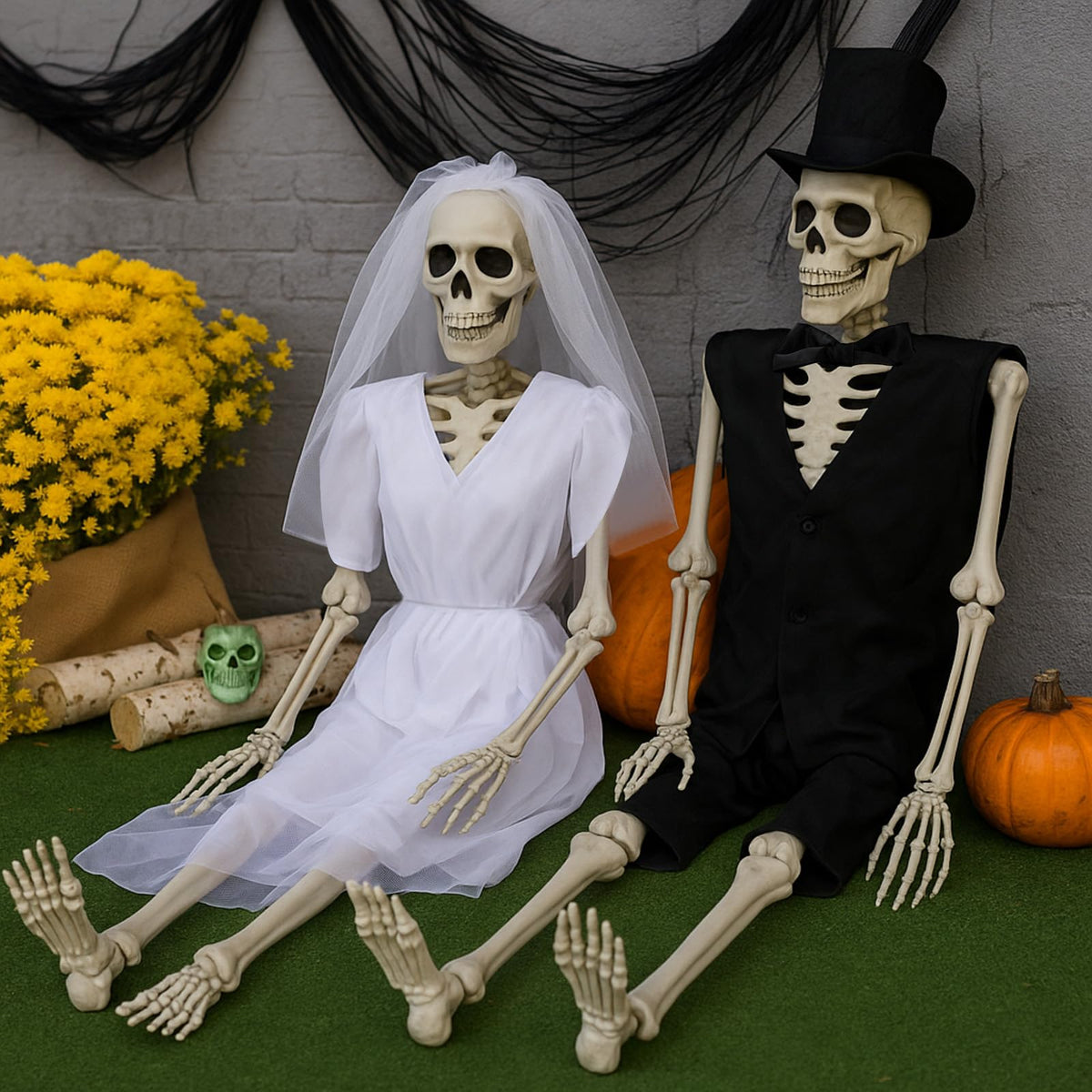 2 Set 5.4 Ft Posable Skeleton Decor U6309
