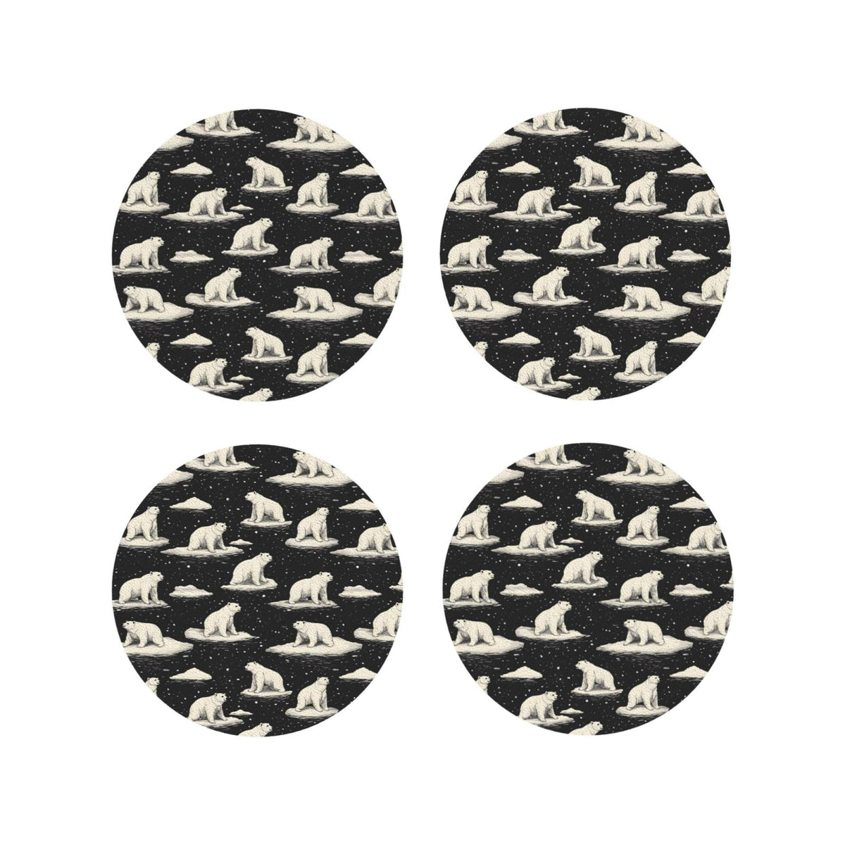 White Bear Print Coasters Set of 4 Y30784