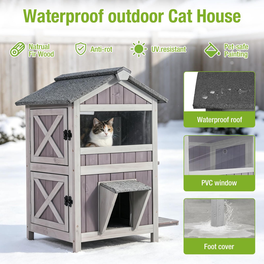 Weatherproof 2 Story Outdoor Cat House X411954