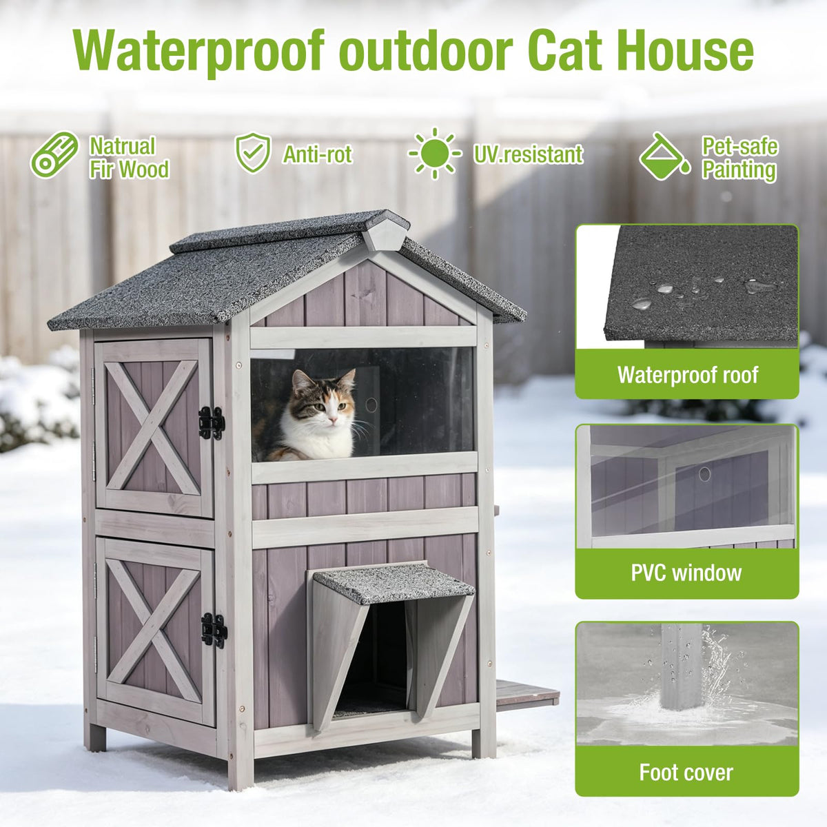 Weatherproof 2 Story Outdoor Cat House X411954