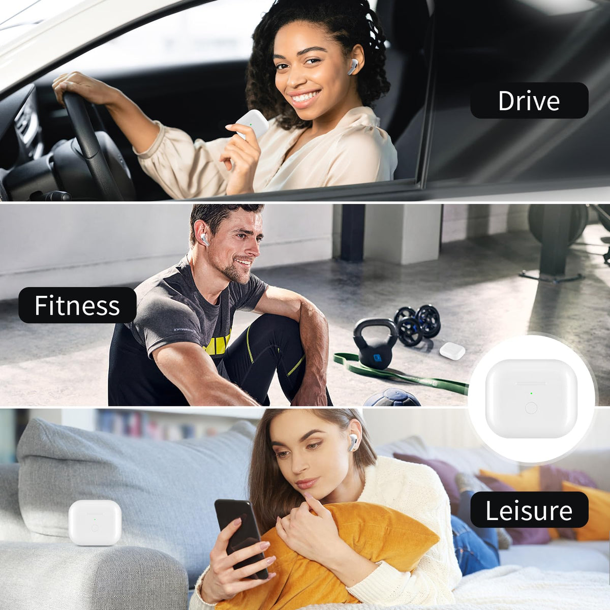 White Wireless Charging Case with Bluetooth Pairing Sync Button U149919