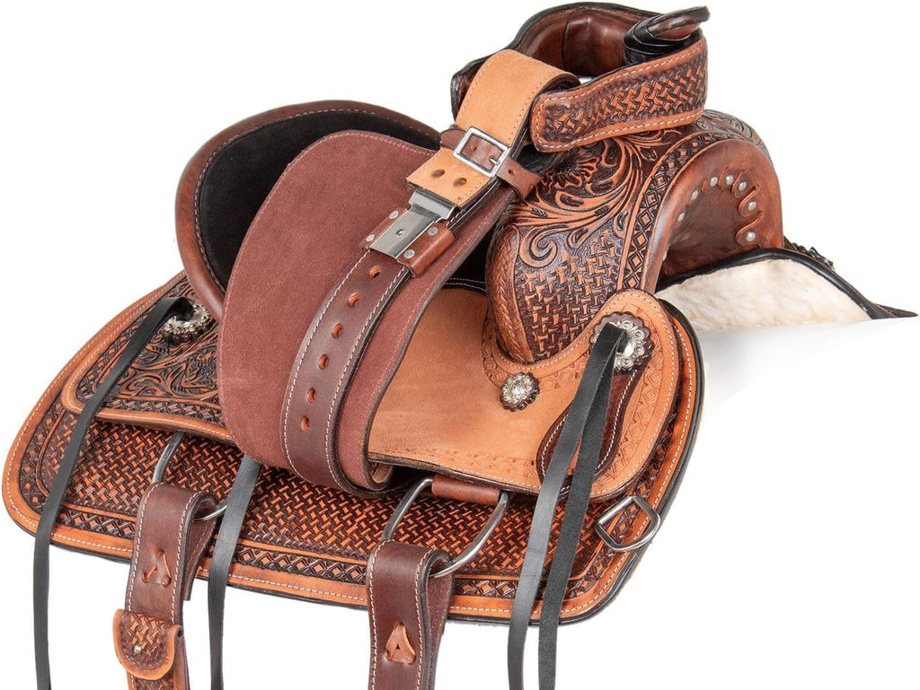 Leather Horse Saddle Set with Tack & Stirrups H39726