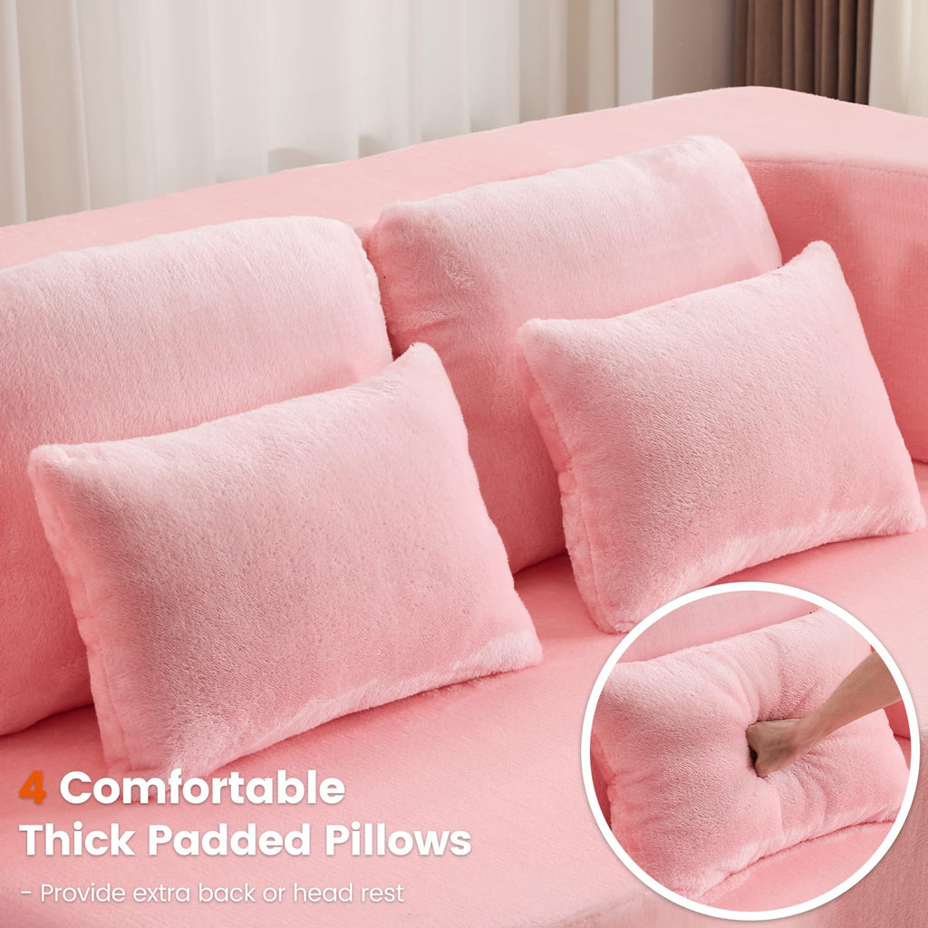 Pink Convertible Sofa Bed U545386