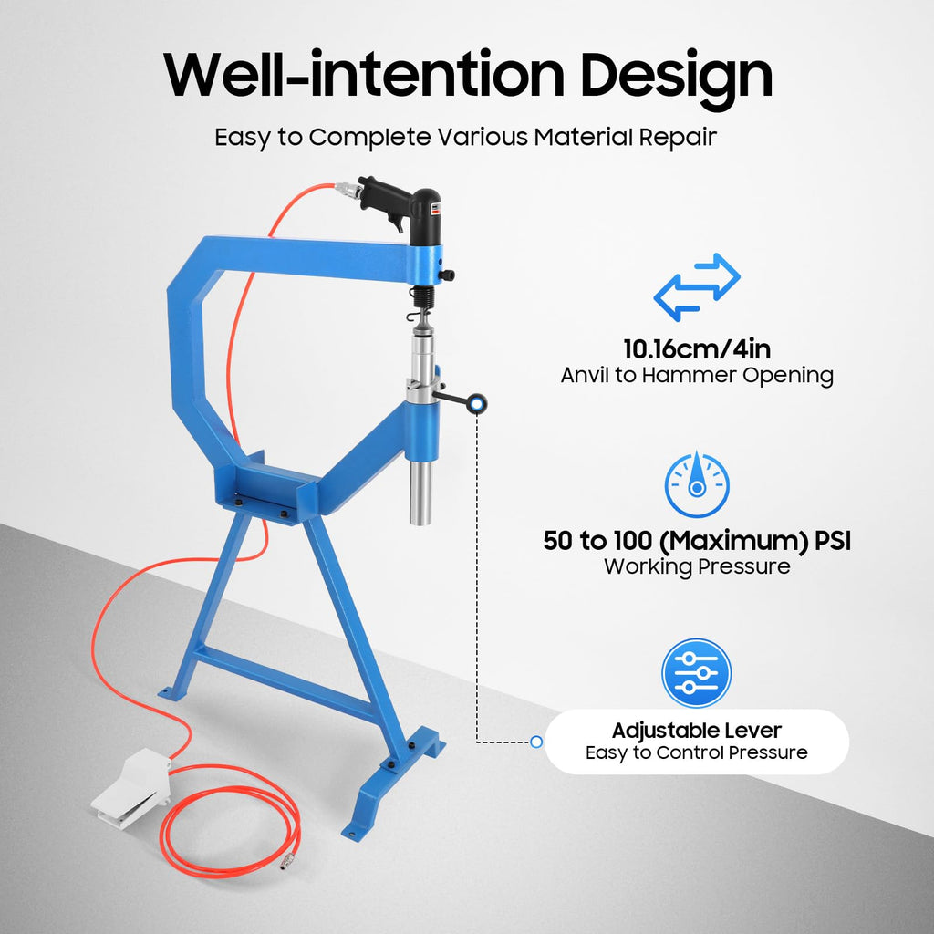 Pneumatic Planishing Hammer with 1/2/3" Anvil and Foot Pedal D62705