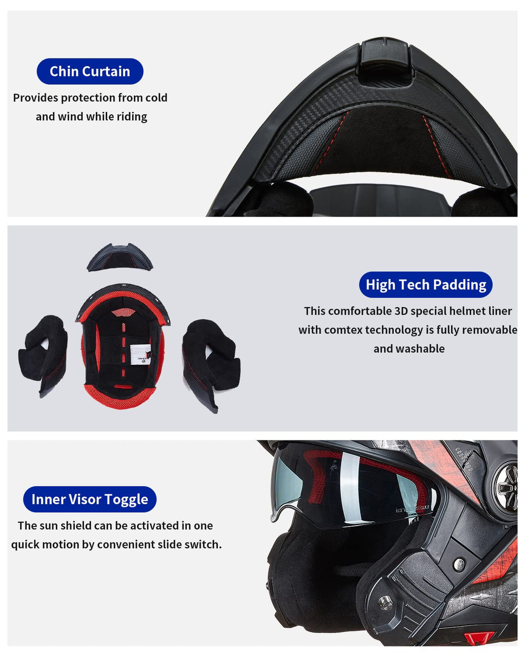 Full Face Modular ATV Helmet with Anti Fog Visor V726