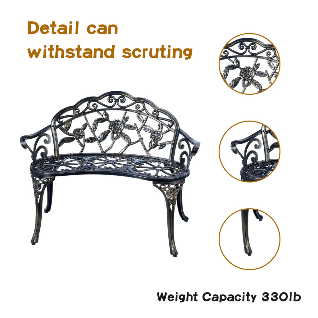 Metal Cast Aluminum Patio Garden Bench I6823