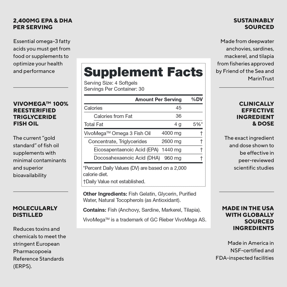 2400mg Omega 3 Fish Oil Capsules U260467