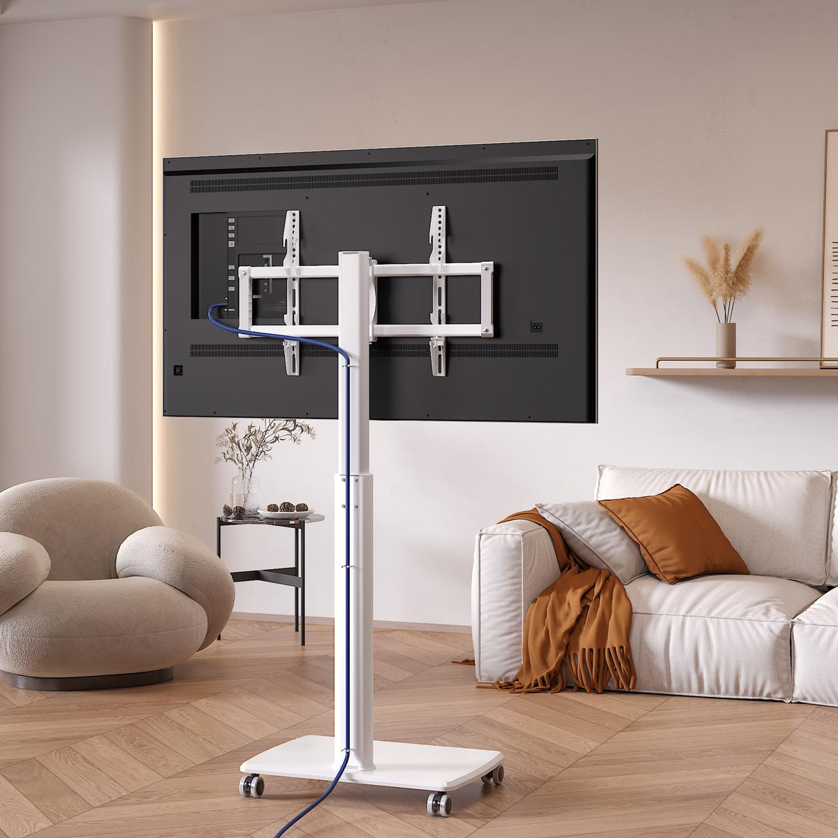 White Rolling TV Stand A916