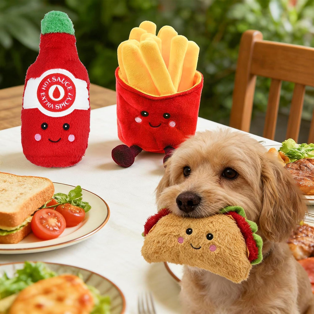 3-Pack Squeaky Plush Dog Chew Toys Set G19616