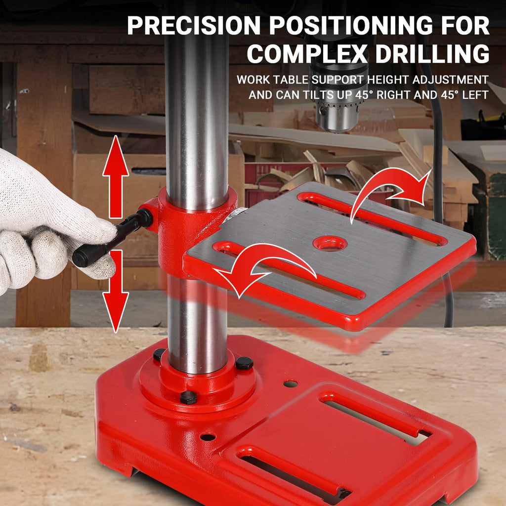8" Benchtop Drill Press with 5 Adjustable Speeds and Tilting Worktable W25298