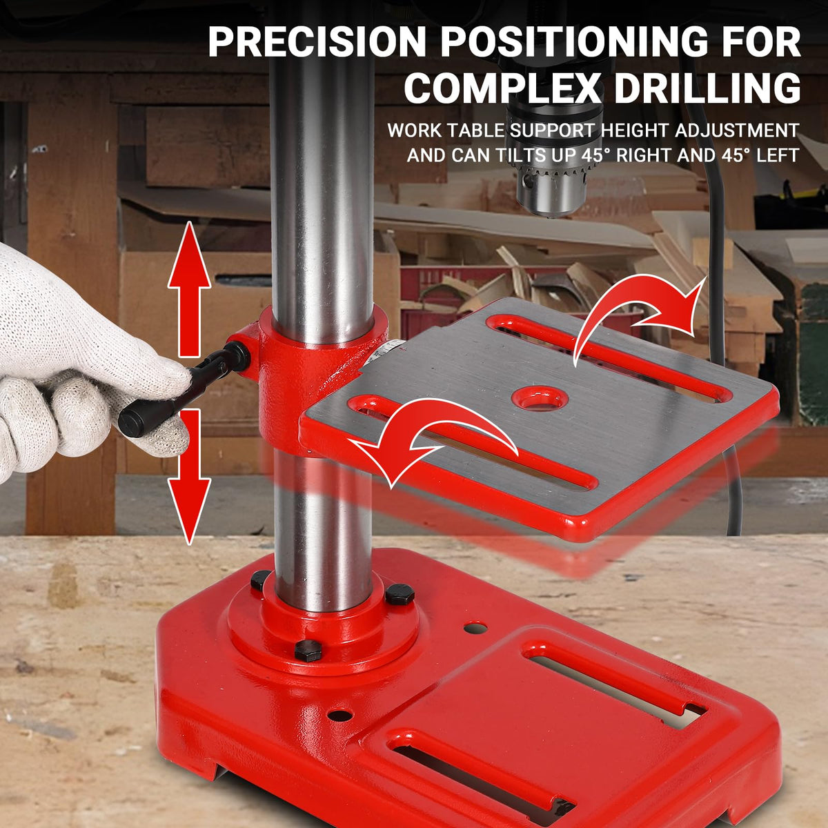 8" Benchtop Drill Press with 5 Adjustable Speeds and Tilting Worktable W25298