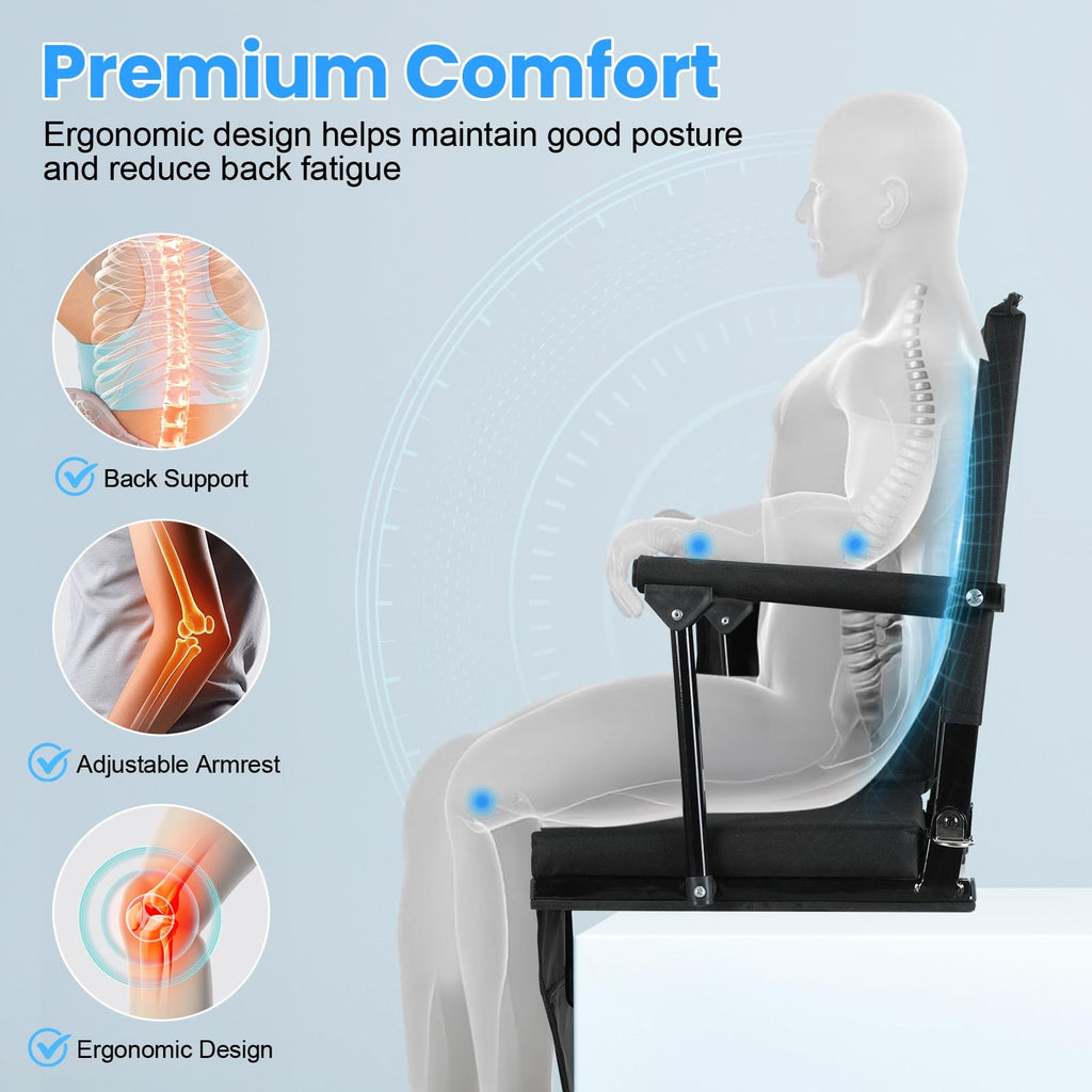 2 Pcs Black Stadium Seats with Back Support and Cushion F93590