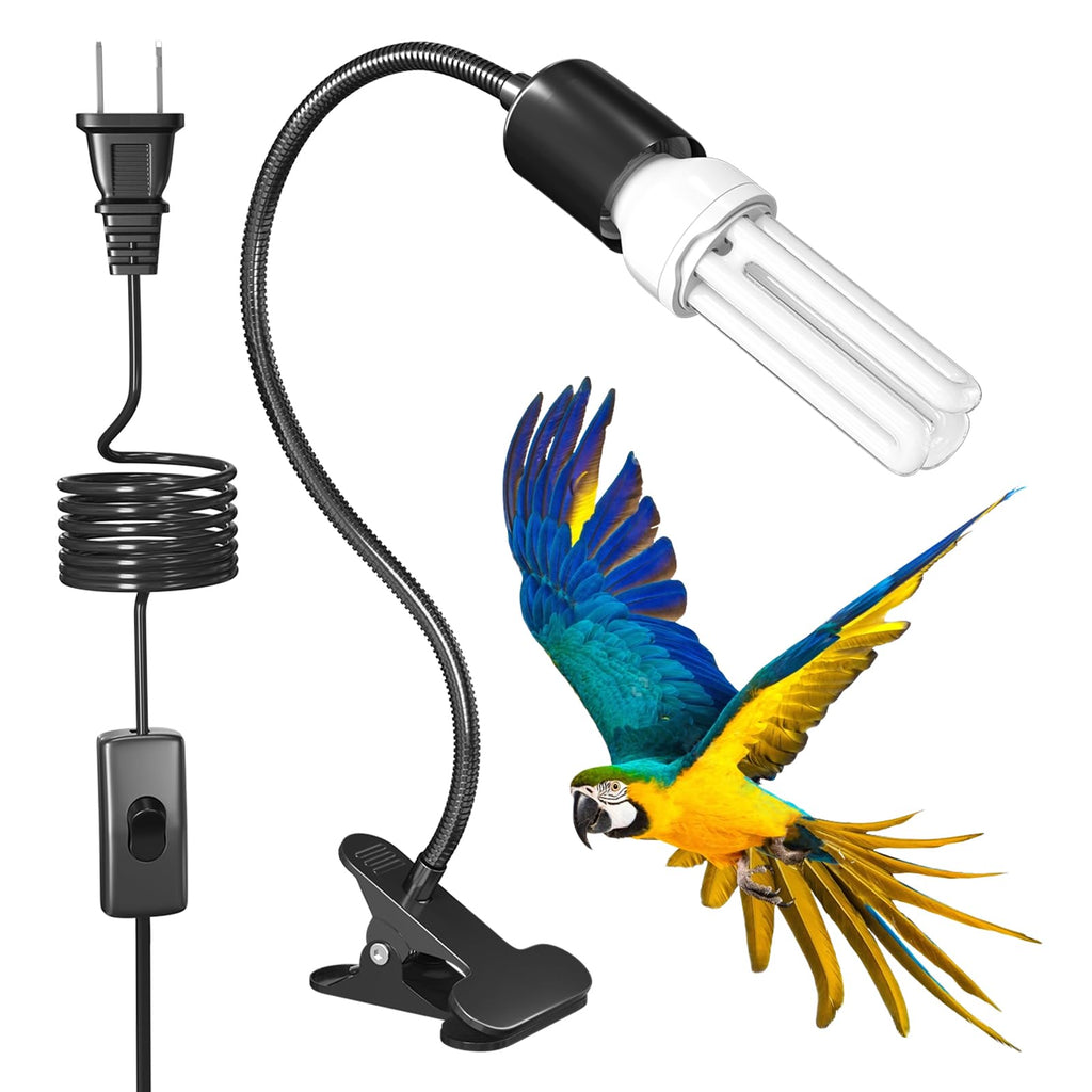 Bird Cage Lighting Combo Kit, Clip Lamp with UVB 2.4 20W Compact Fluorescent Bulb B2022