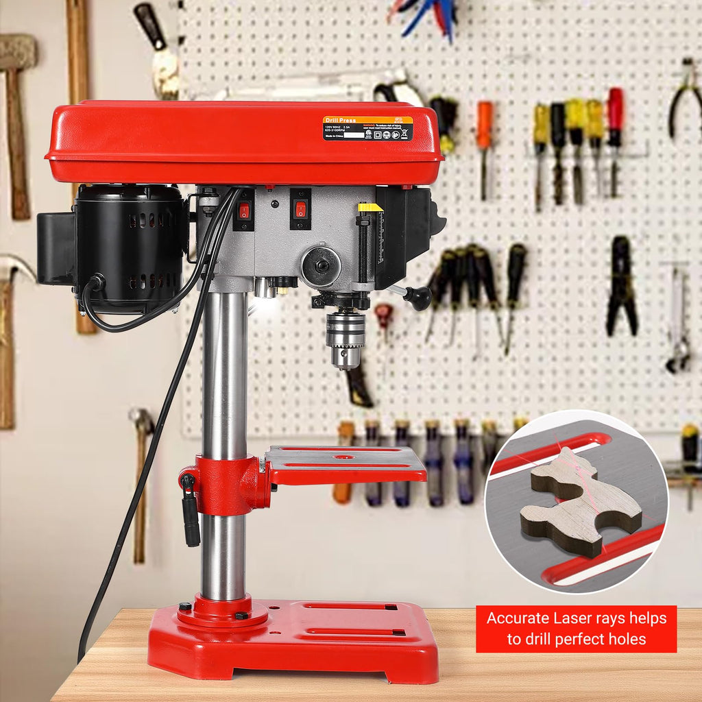 8" Benchtop Drill Press with 5 Adjustable Speeds and Tilting Worktable W25298