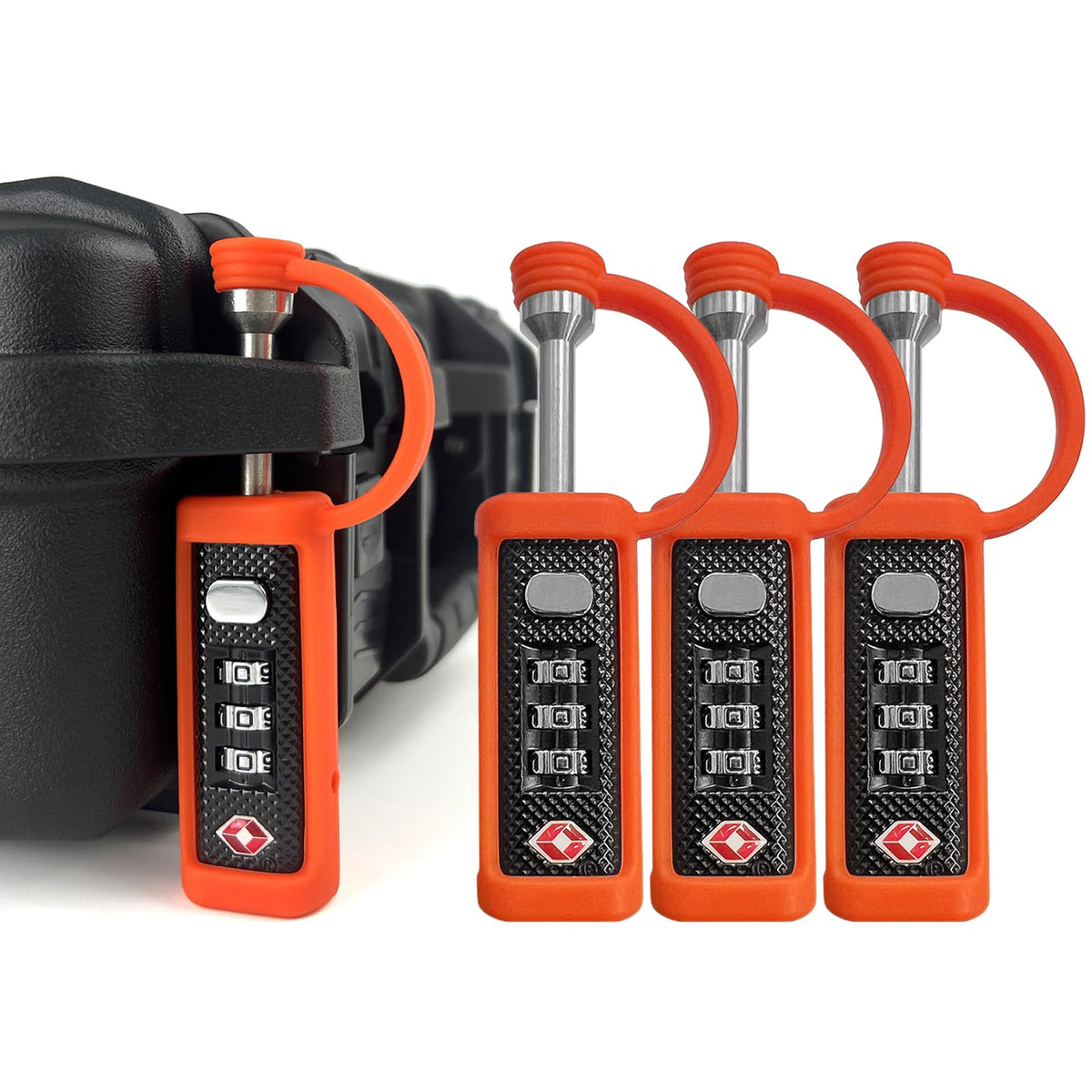 Orange 4-Pack 3-Dial Combo Lock H9749
