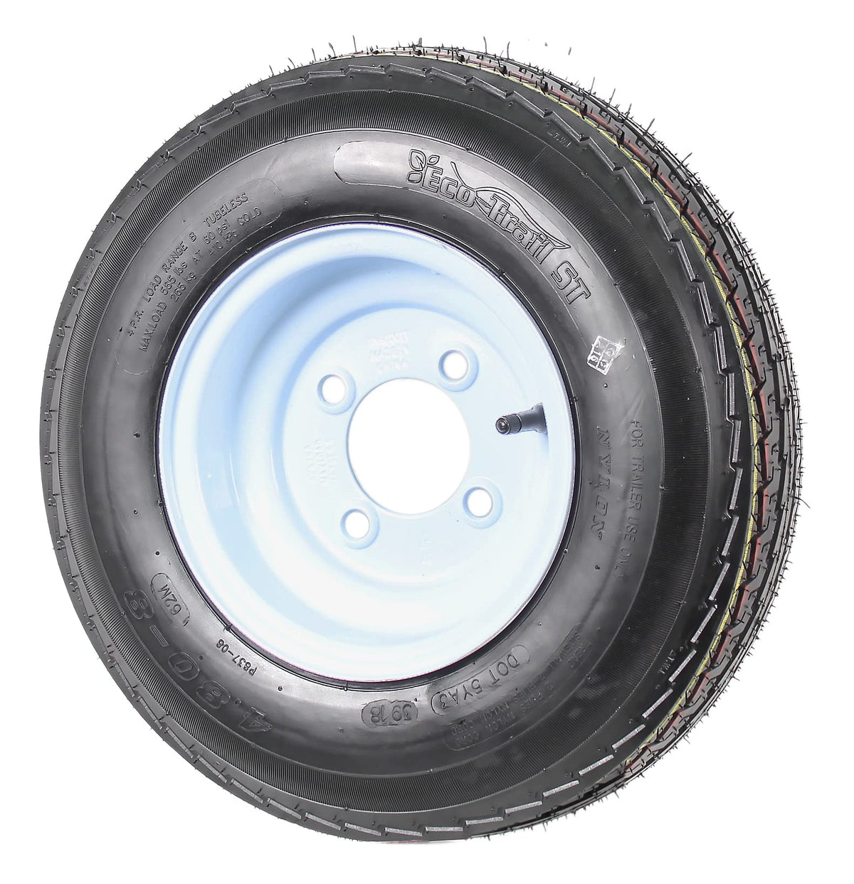 2-Pack Trailer Tire Rim Assembly 4.80-8 4 Lug White M364