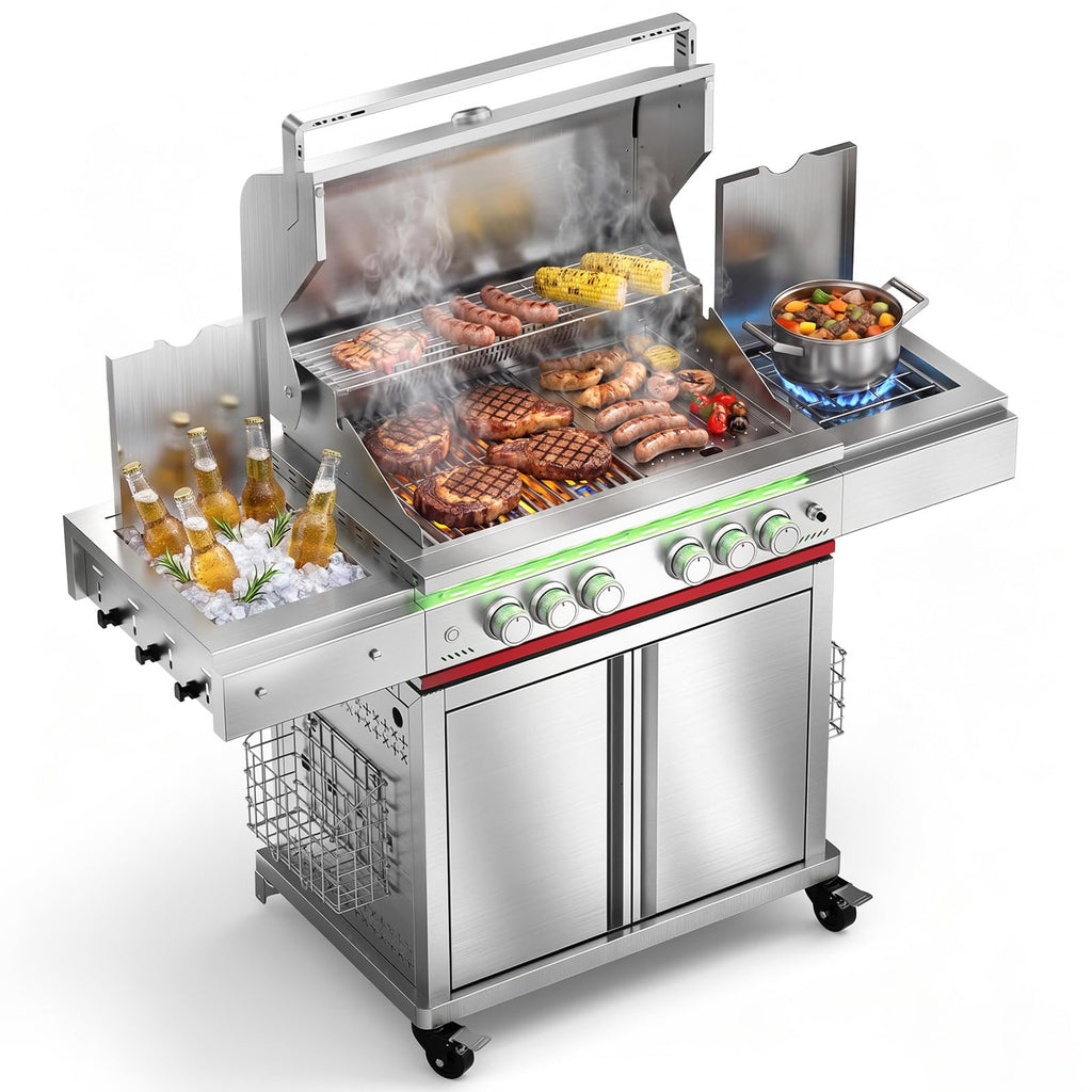 Heavy-duty SUS304 Stainless Steel 6-Burner Propane Gas Grill T952