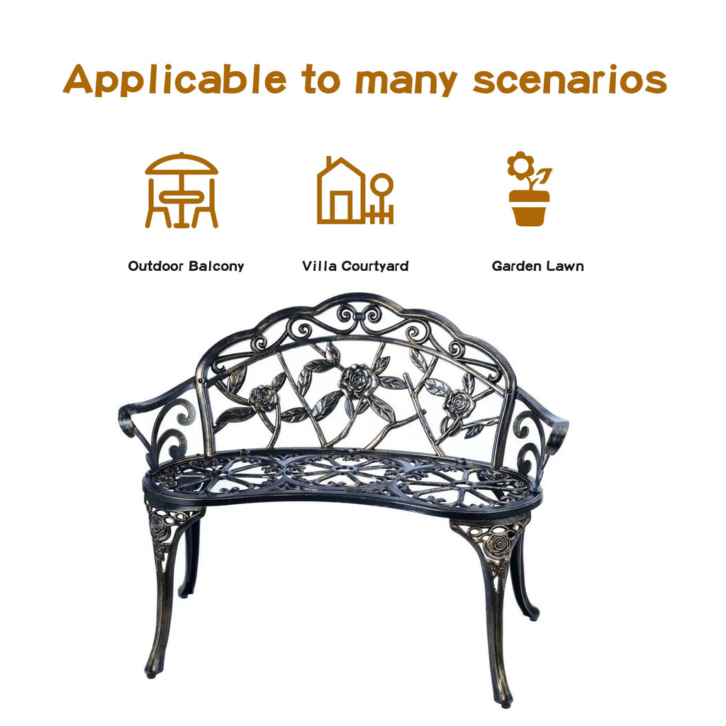Metal Cast Aluminum Patio Garden Bench I6823
