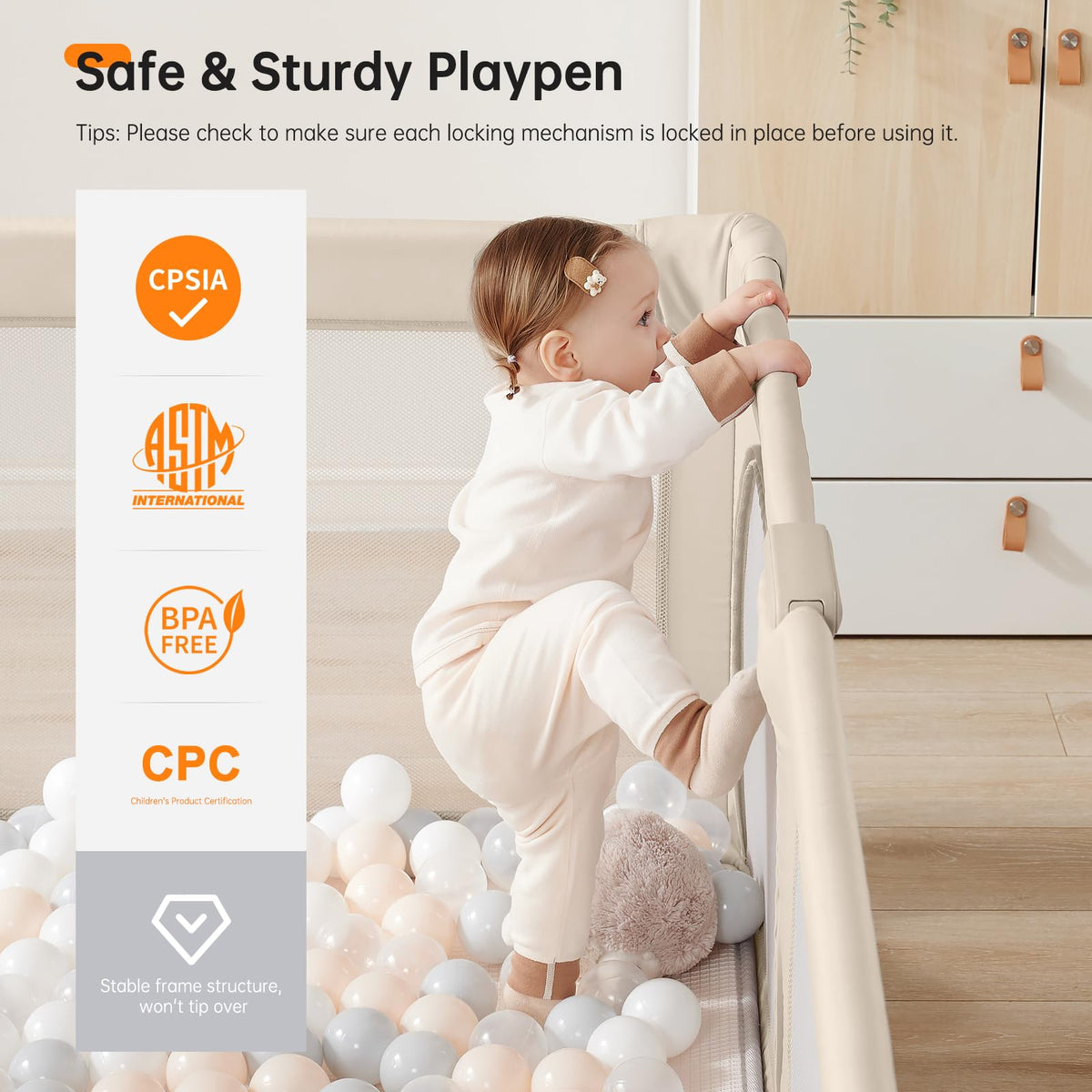 Foldable Baby Playpen with Gate Z438460