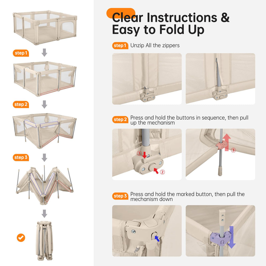 Foldable Baby Playpen with Gate Z438460
