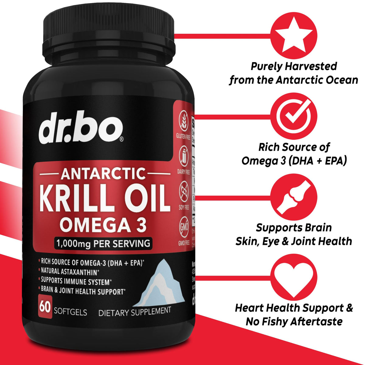 Krill Oil Omega 3 500mg 60 Softgels V195264