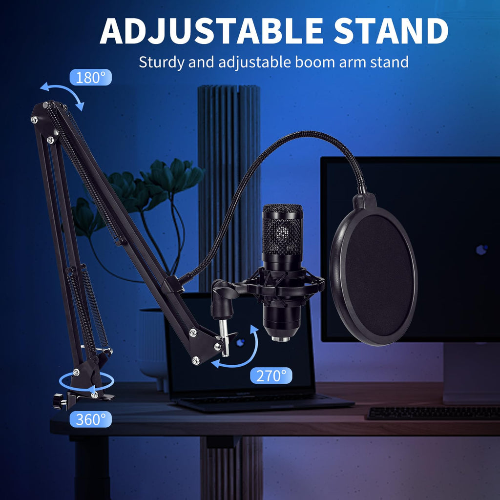 USB Condenser Microphone Kit with Boom Arm Stand O50132