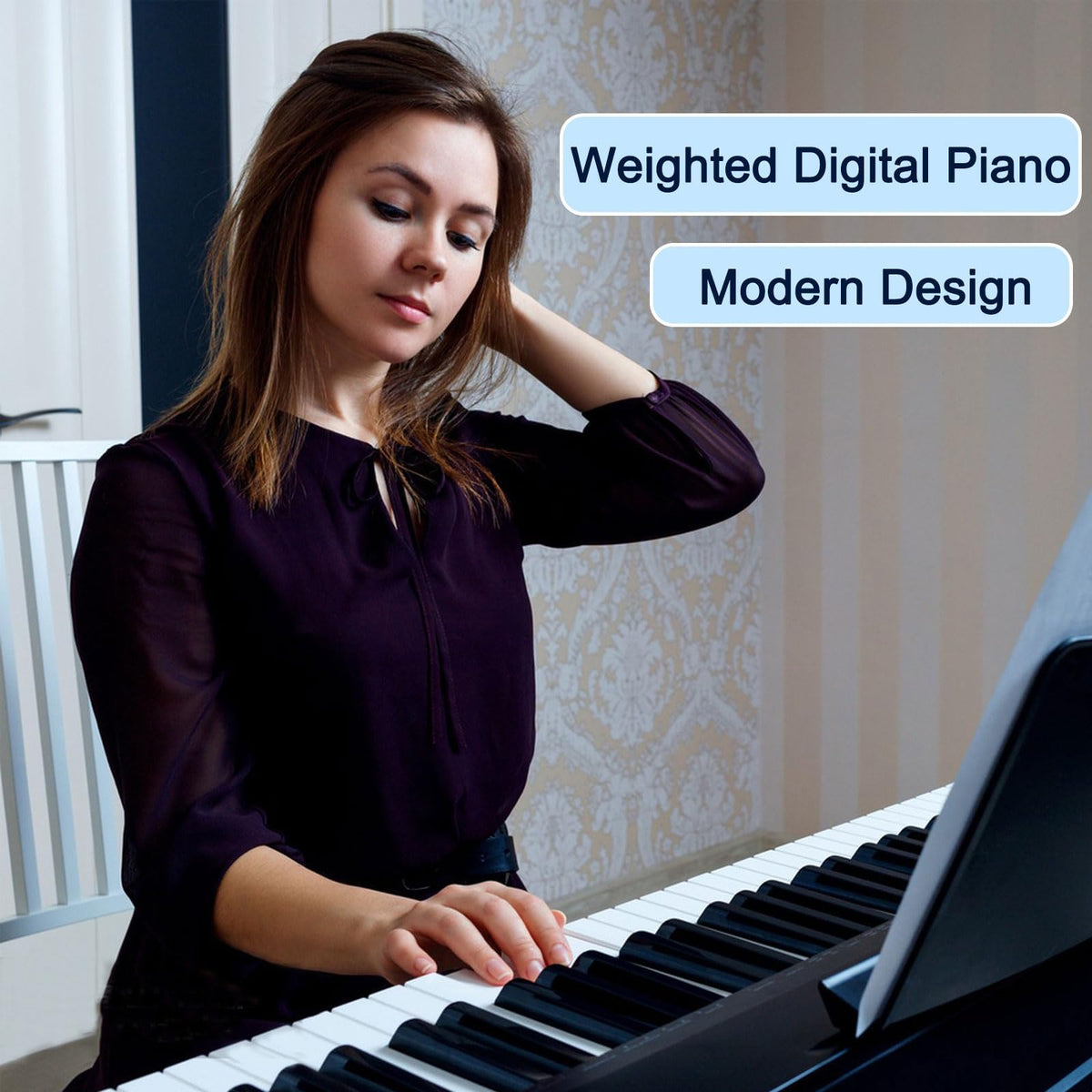 88 Key Semi Weighted Digital Piano with Stand W60831