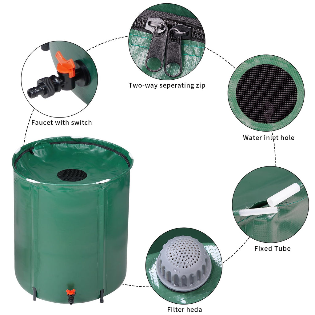 50 Gallon Foldable PVC Rain Barrel with Filter D65167