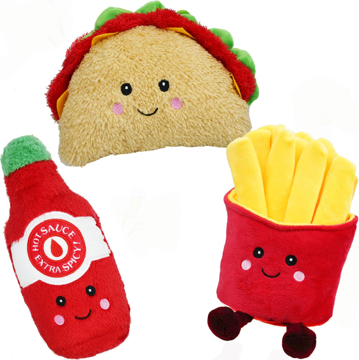 3-Pack Squeaky Plush Dog Chew Toys Set G19616