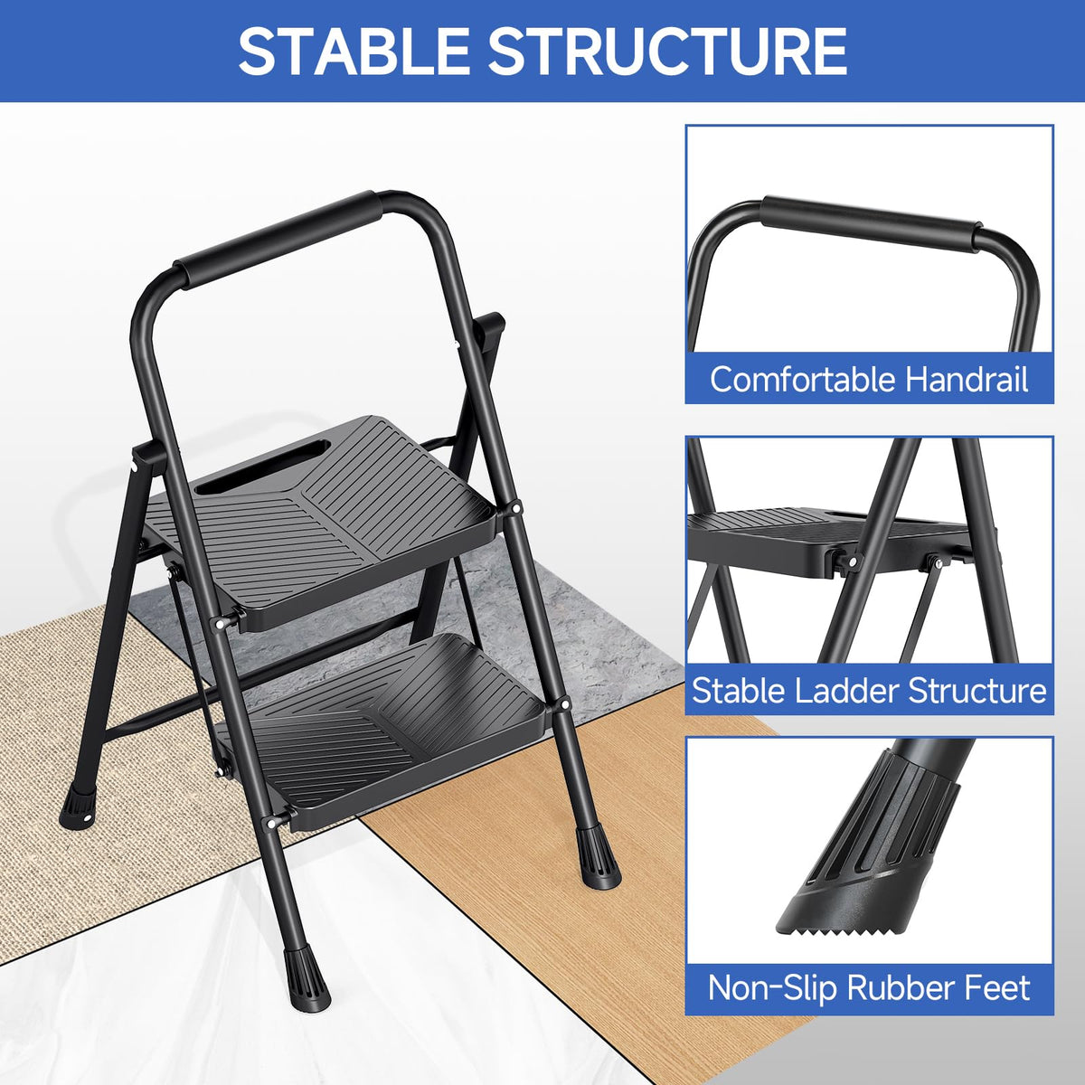 2 Step Ladder with Anti-Slip Pedals C271