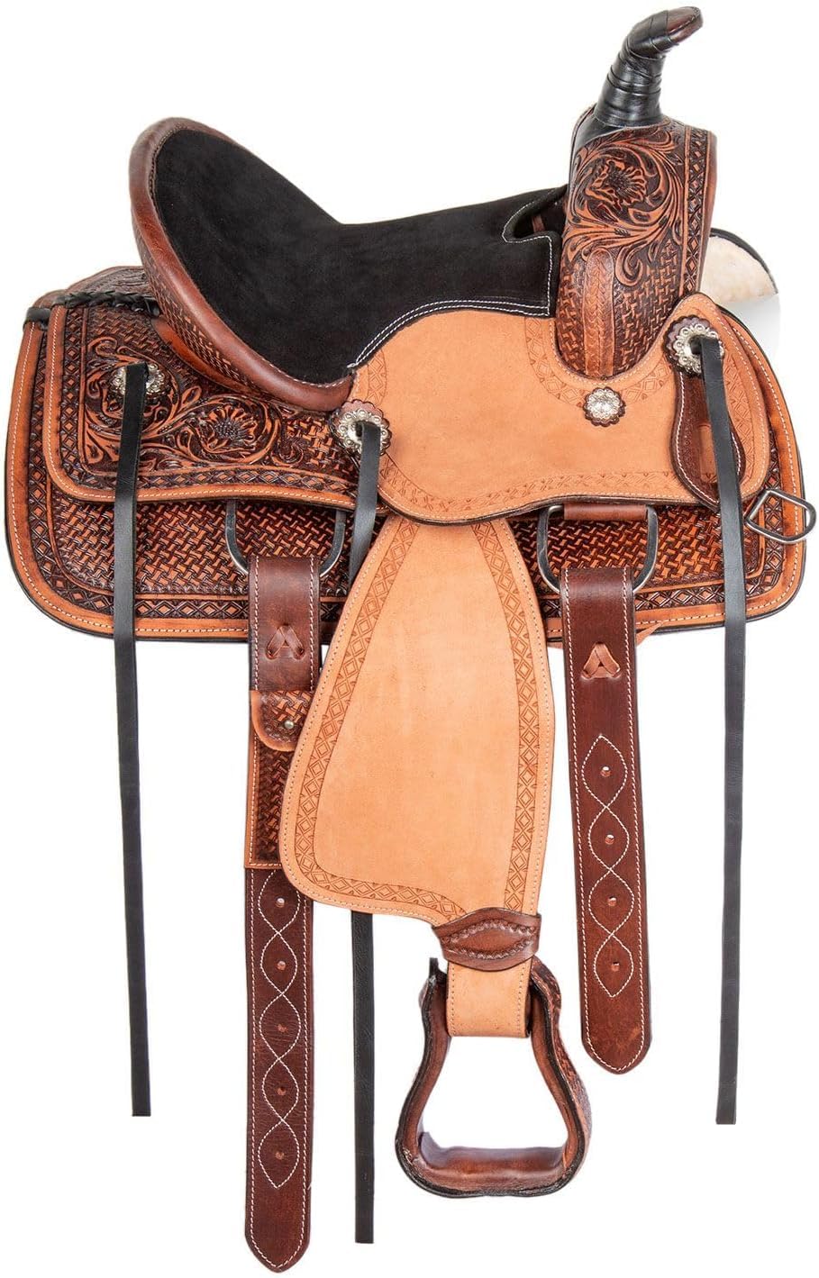 Leather Horse Saddle Set with Tack & Stirrups H39726