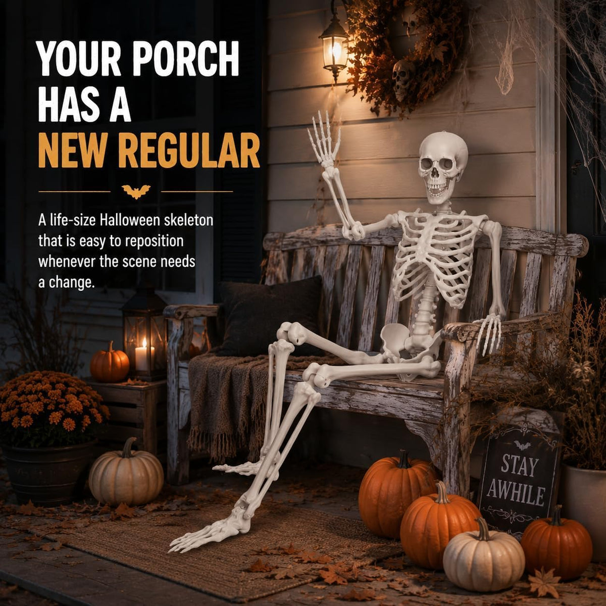 Life Size Posable Skeleton Prop Decoration C59605