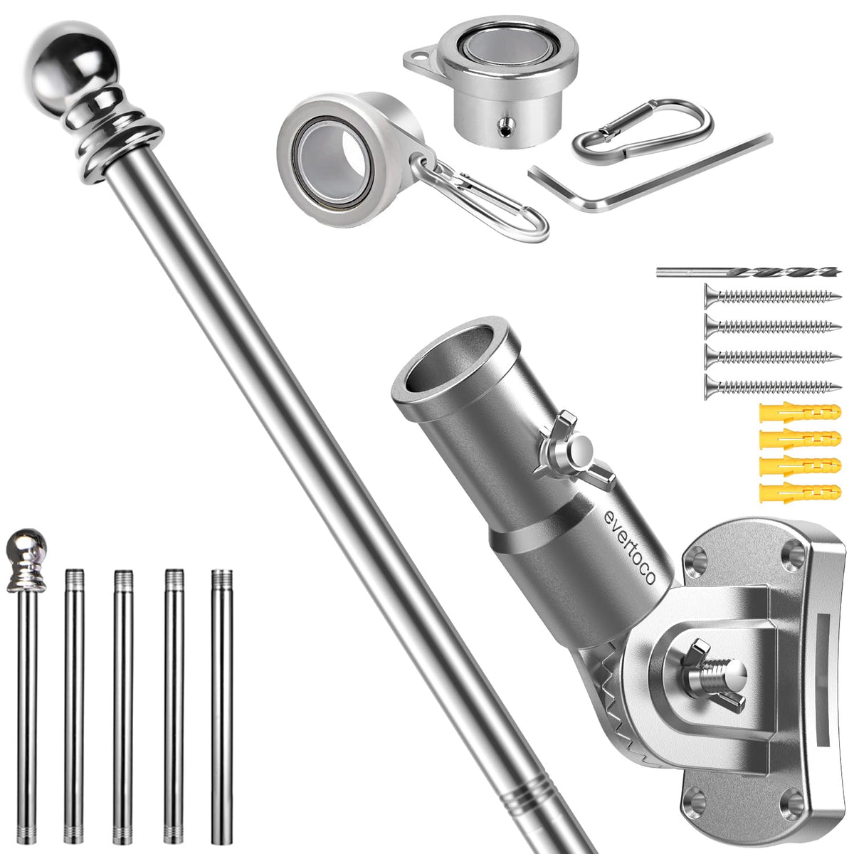 Heavy Duty T304 Stainless Steel Flag Pole Kit D25492