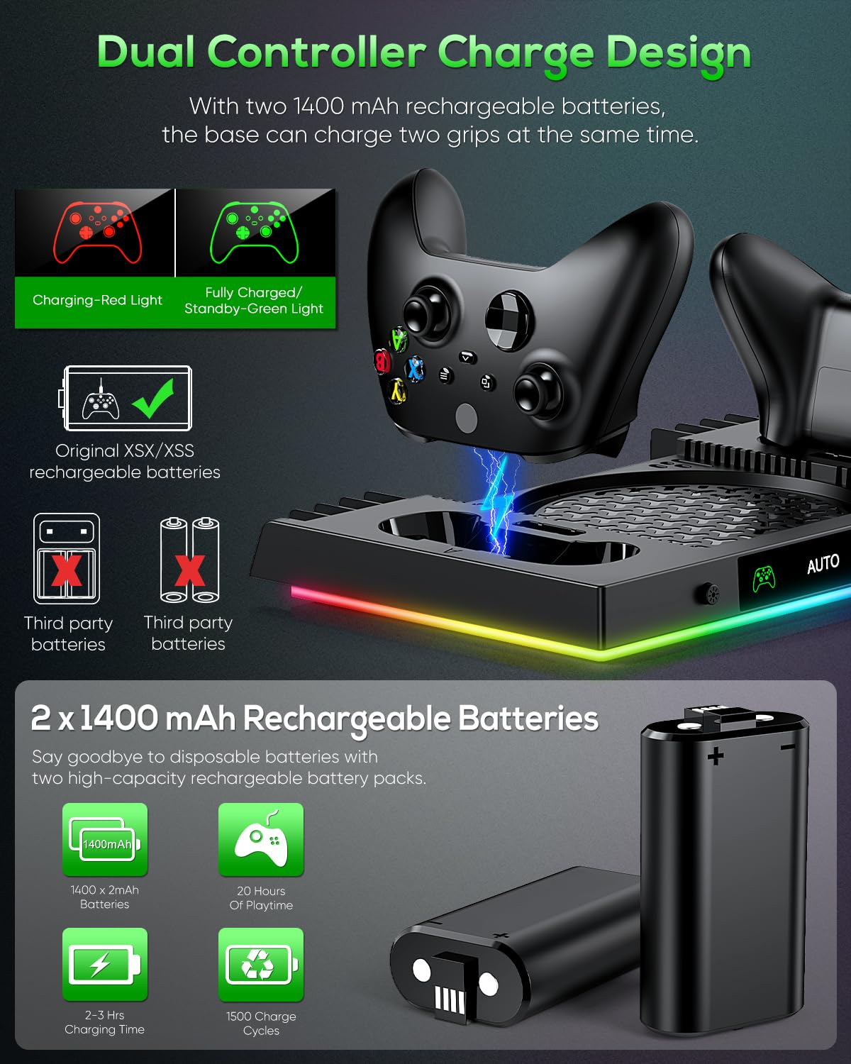 Black Cooling Fan Charge Stand for Xbox Series X Console V7388