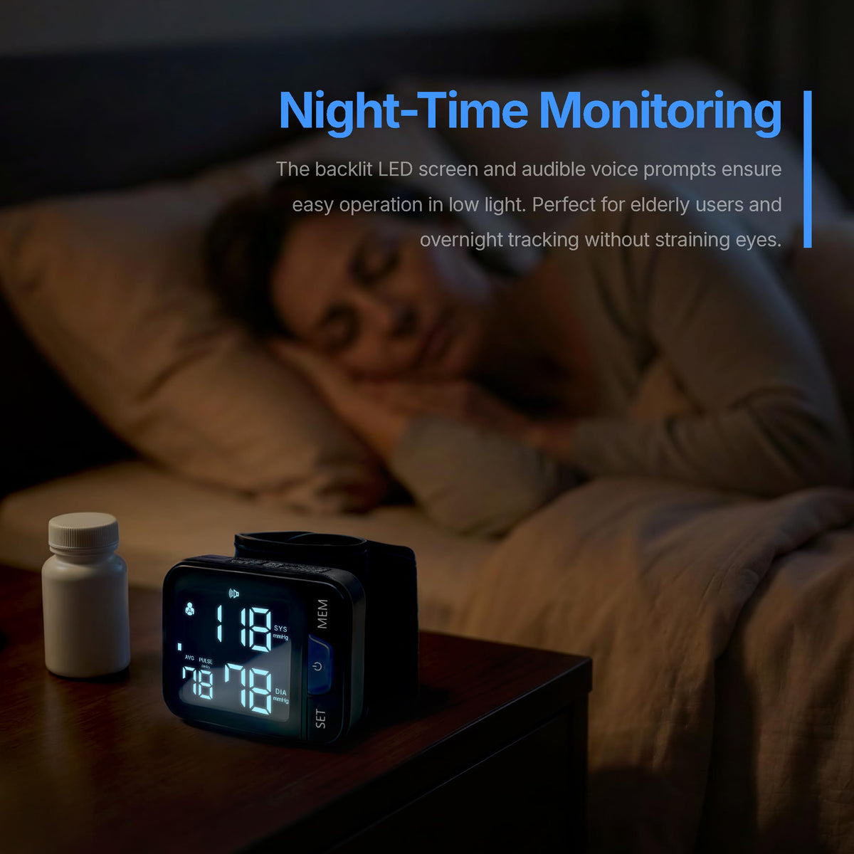 Wrist Blood Pressure Monitor with Voice Broadcast, 240 Memory for 2 Users W24080