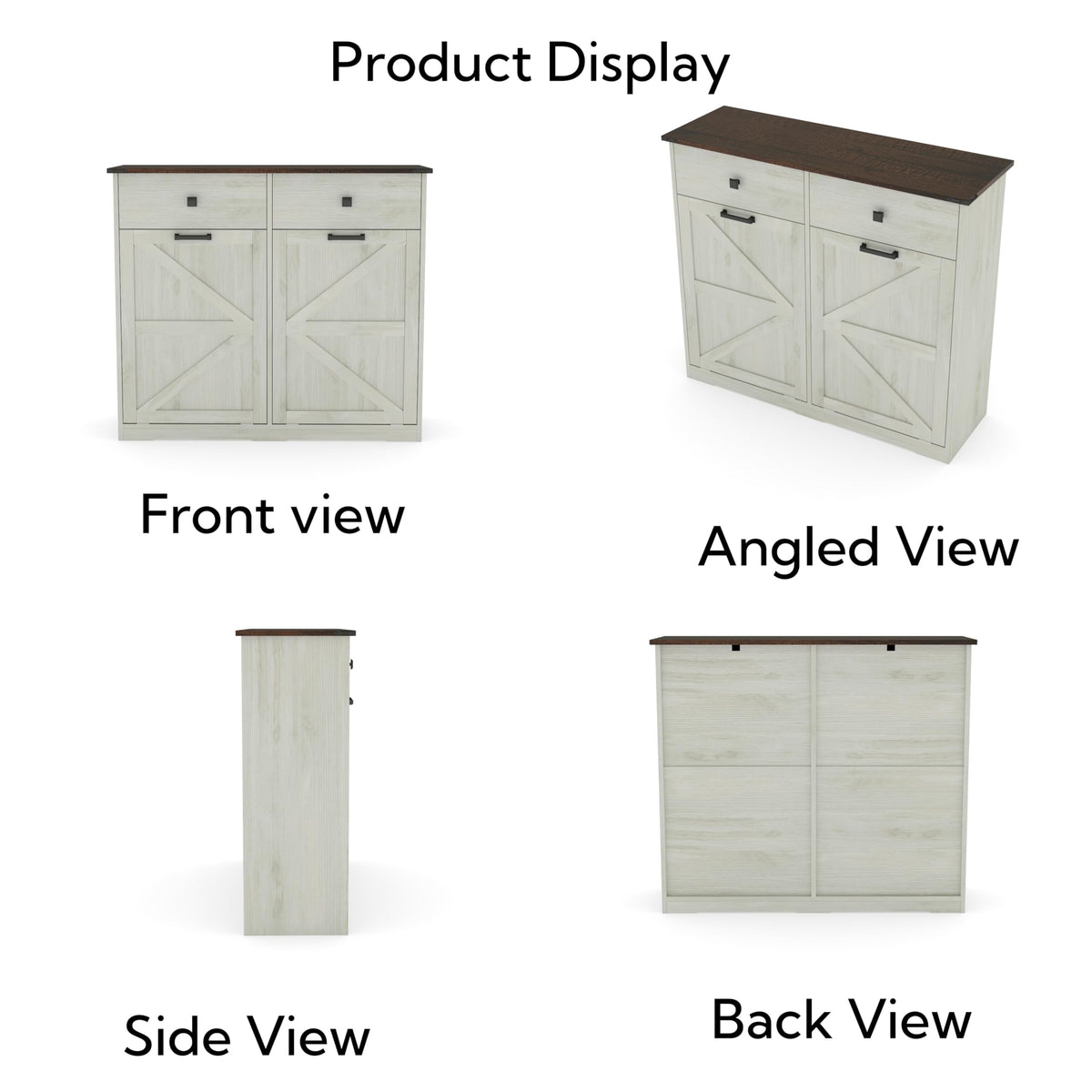 White Double Tilt Out Trash Can Cabinet E419601