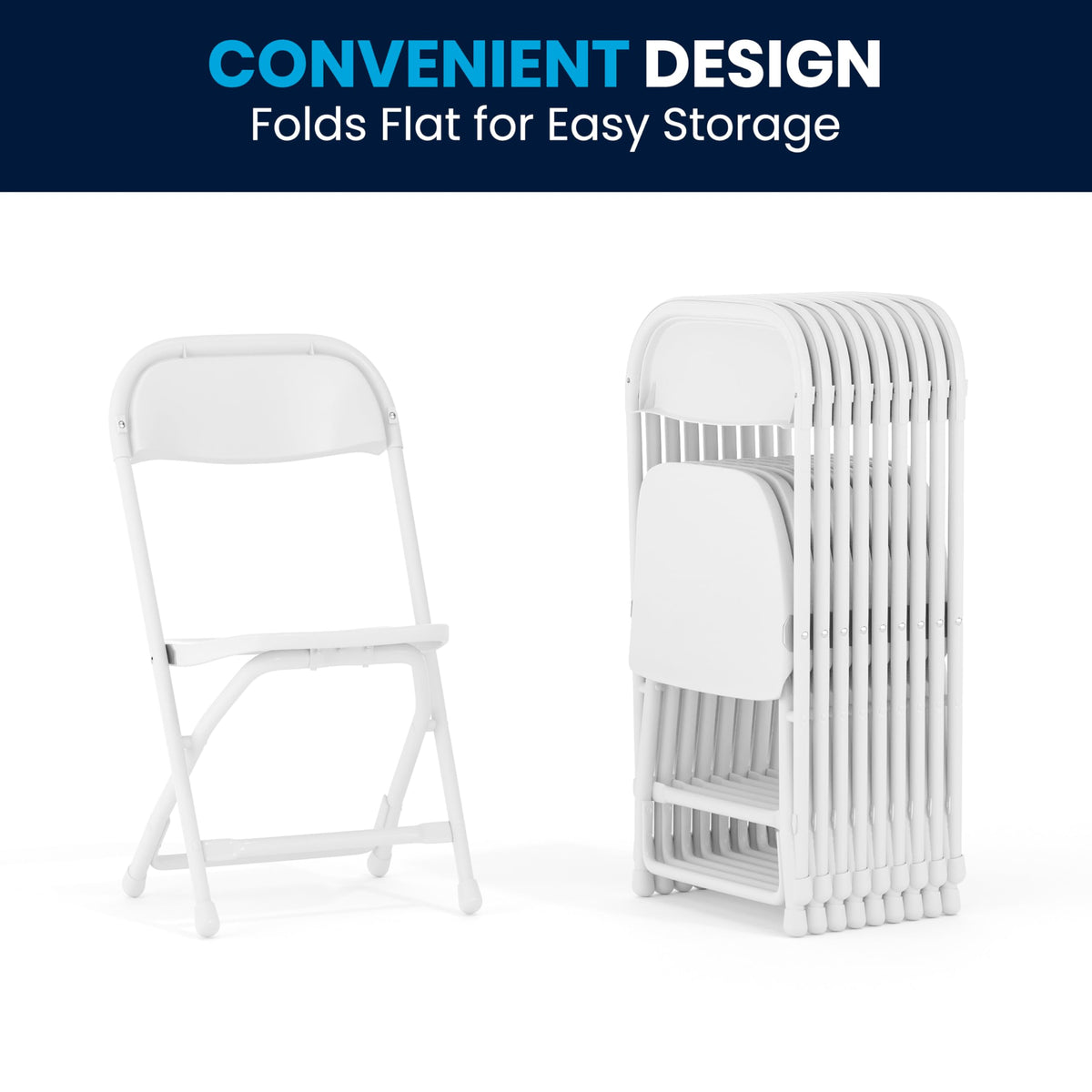 White Kids Plastic Folding Chairs Set of 10 S800269
