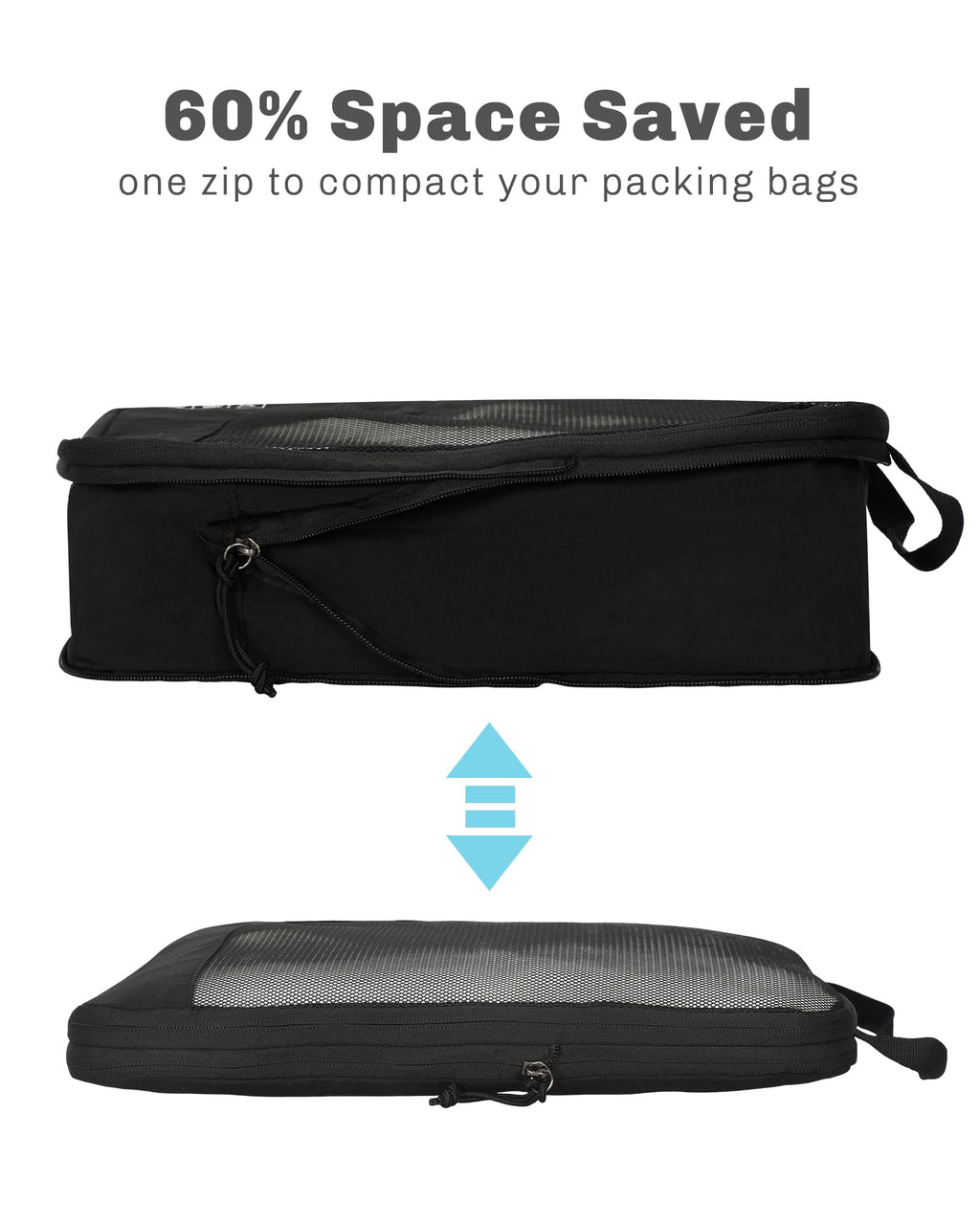 Rolling Backpack with Wheels 43L 17 inches Laptop Jet Black 6PC Packing Cubes I91827