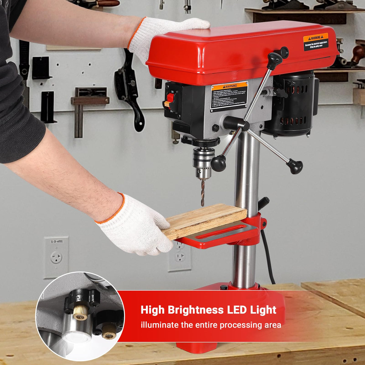 8" Benchtop Drill Press with 5 Adjustable Speeds and Tilting Worktable W25298
