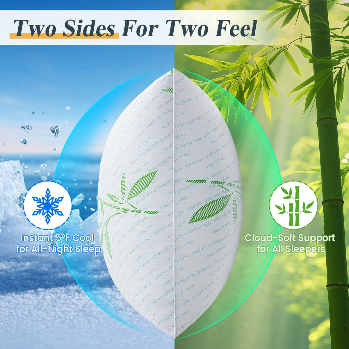 King Size Set of 2 Cooling Hybrid Bed Pillows M166