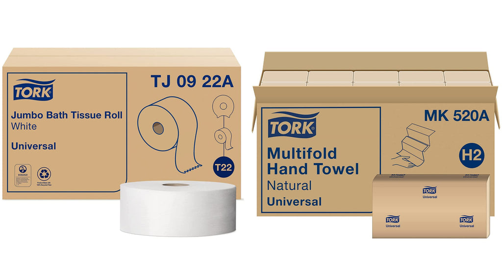 White Jumbo Toilet Paper Roll and Multifold Hand Towel T7918