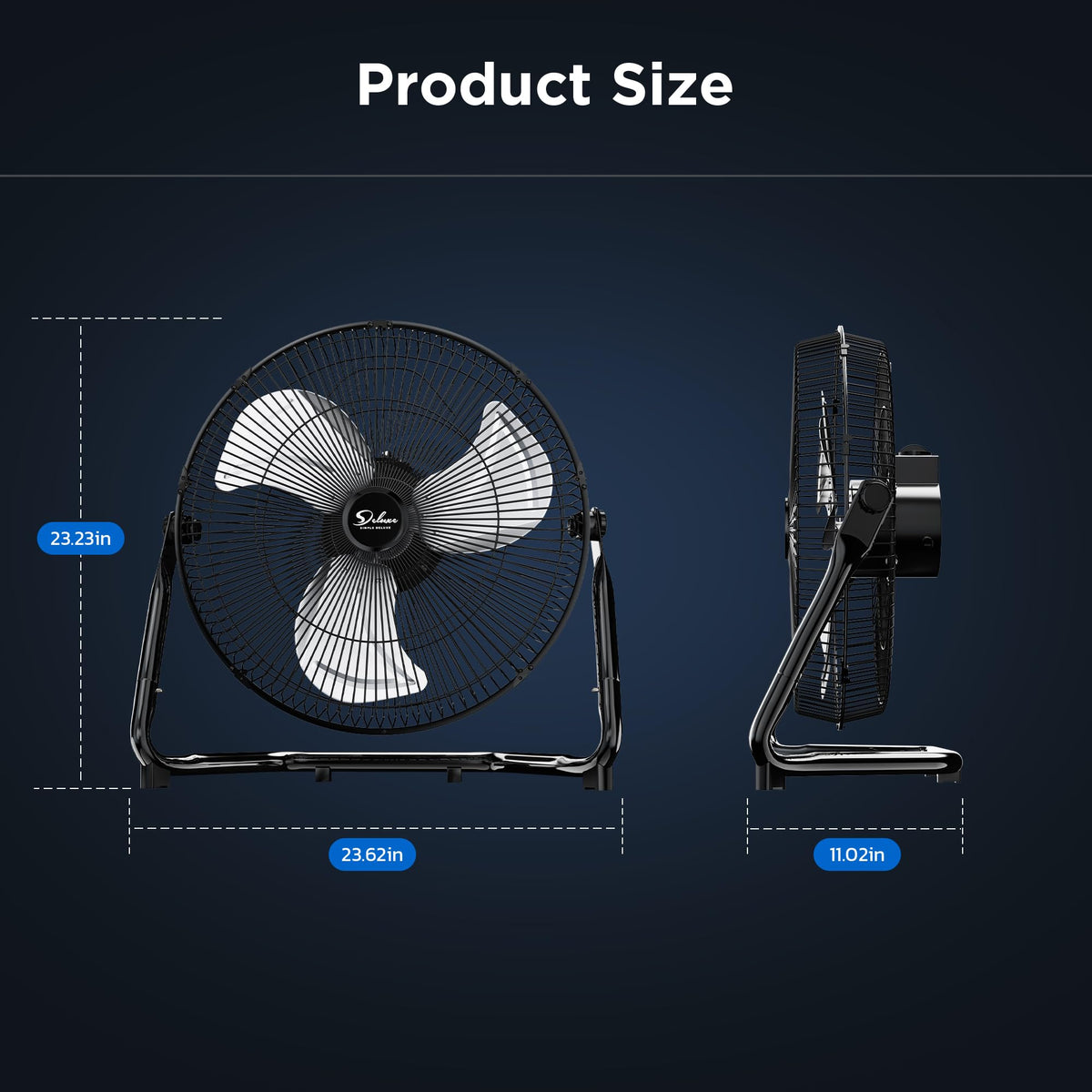 20 Inch 3-Speed High Velocity Metal Industrial Floor Fan T101147
