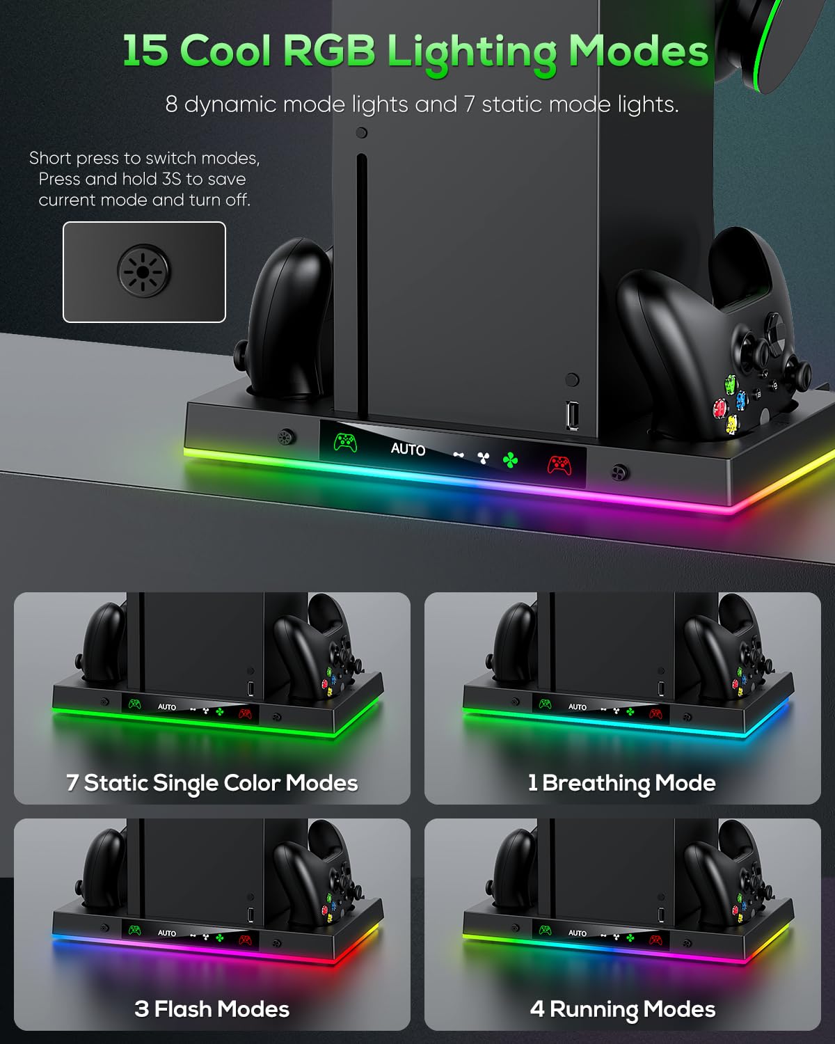 Black Cooling Fan Charge Stand for Xbox Series X Console V7388