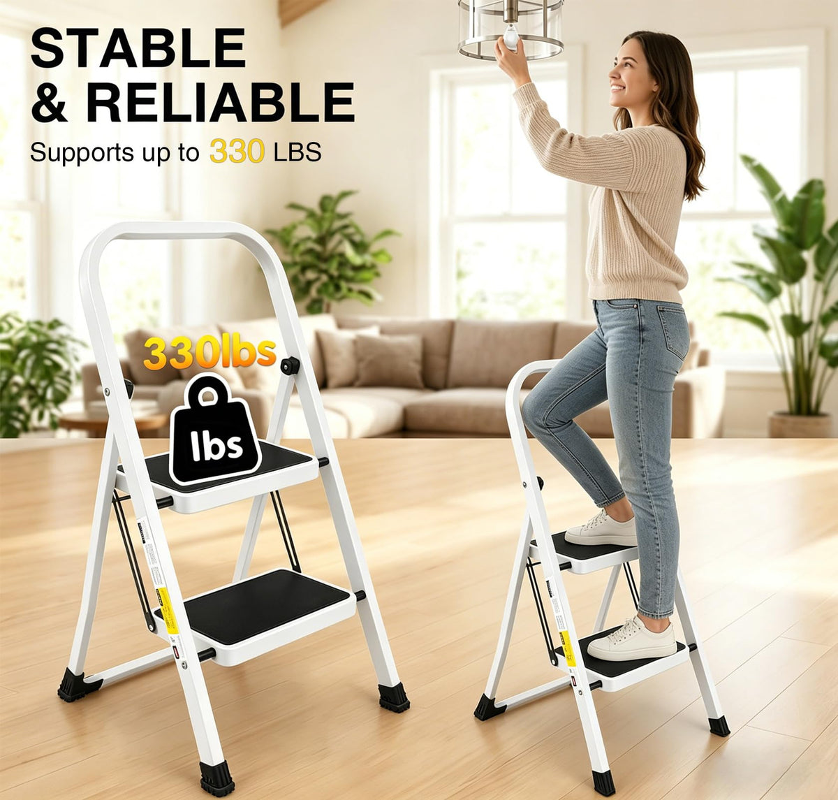2 Step Folding Stool with Anti-Slip Pedal V973