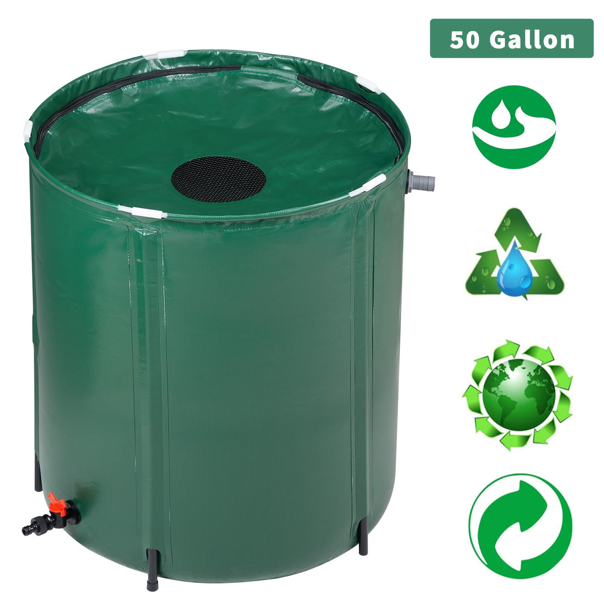 50 Gallon Foldable PVC Rain Barrel with Filter D65167